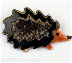 Lea Stein Hedgehog Porcupine Brooch Pin Grey Black Peach Front