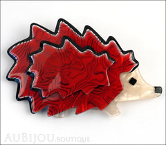 Lea Stein Hedgehog Porcupine Brooch Pin Red Pearly Cream Front