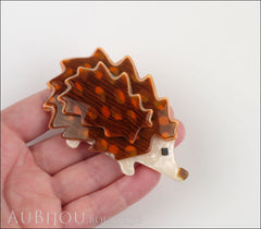 Lea Stein Hedgehog Porcupine Brooch Pin Tortoise Pearly Cream Model