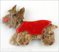 Lea Stein Kimdoo Dog Scottish Terrier Brooch Pin Chestnut Red Front