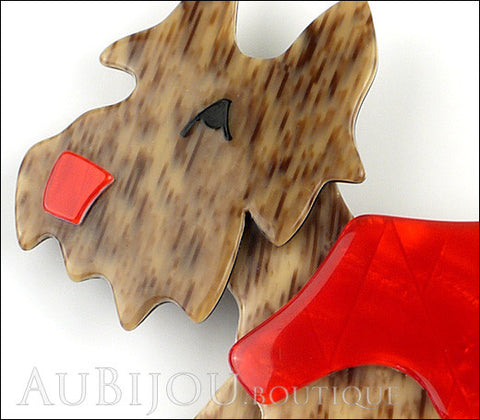 Lea Stein Kimdoo Dog Scottish Terrier Brooch Pin Chestnut Red Gallery