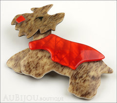 Lea Stein Kimdoo Dog Scottish Terrier Brooch Pin Chestnut Red Side