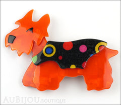 Lea Stein Kimdoo Dog Scottish Terrier Brooch Pin Orange Multi Front