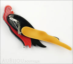 Lea Stein Kokokah The Parrot Brooch Pin Black Red Silver Yellow Back