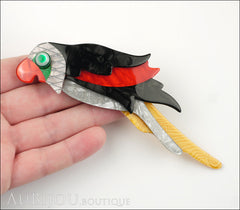 Lea Stein Kokokah The Parrot Brooch Pin Black Red Silver Yellow Model
