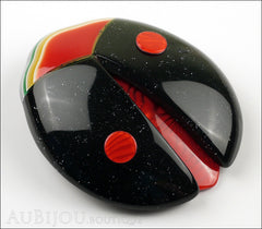 Lea Stein Lady Bug Brooch Pin Black Red Multicolor Side