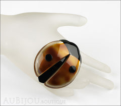 Lea Stein Lady Bug Brooch Pin Pearly Caramel Black Mannequin