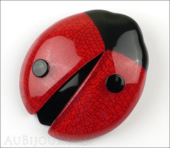 Lea Stein Lady Bug Brooch Pin Red Mosaic Black Front