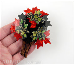 Lea Stein Maple Tree Brooch Pin Floral Black Red Model