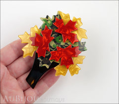 Lea Stein Maple Tree Brooch Pin Floral Yellow Red Model