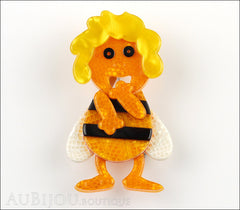 Lea Stein Maya The Bee Isle Of Chidren Brooch Pin Yellow Orange Black Front
