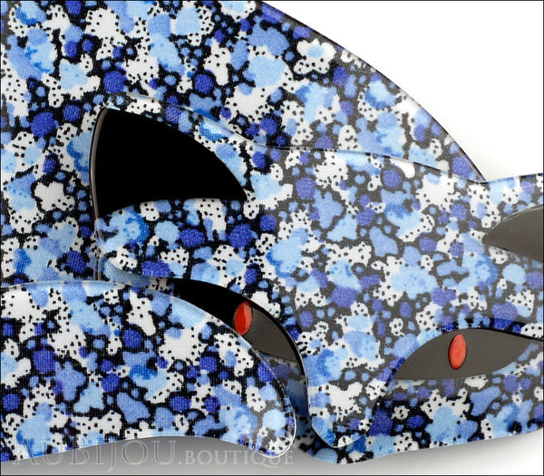 Lea Stein Mistigri The Cat Brooch Pin Floral Blue Black Gallery