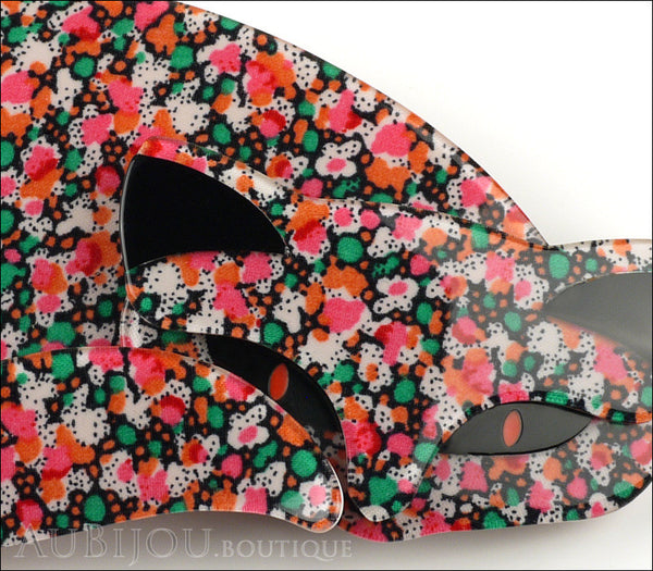 Lea Stein Mistigri The Cat Brooch Pin Floral Multicolor Black Gallery