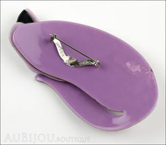 Lea Stein Mistigri The Cat Brooch Pin Floral Purple Black Back