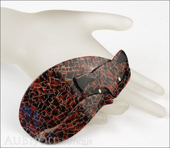 Lea Stein Mistigri The Cat Brooch Pin Tortoise Mosaic Black Mannequin