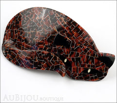 Lea Stein Mistigri The Cat Brooch Pin Tortoise Mosaic Black Side