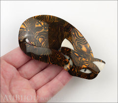 Lea Stein Mistigri The Cat Brooch Pin Tortoise Swirls Cream Model