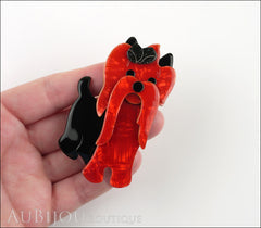 Lea Stein Moustache Dog Brooch Pin Pearly Red Black Model
