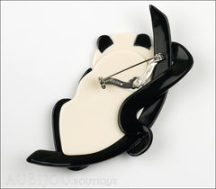 Lea Stein Panda Bear Brooch Pin Cream Black Beige Back