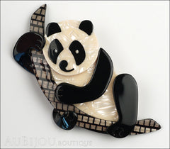 Lea Stein Panda Bear Brooch Pin Cream Black Beige Front