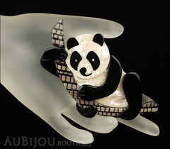 Lea Stein Panda Bear Brooch Pin Cream Black Beige Mannequin