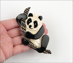 Lea Stein Panda Bear Brooch Pin Cream Black Beige Model