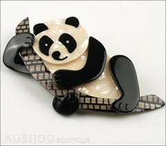 Lea Stein Panda Bear Brooch Pin Cream Black Beige Side