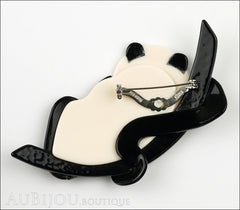 Lea Stein Panda Bear Brooch Pin Cream Black Floral 1 Back