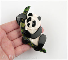 Lea Stein Panda Bear Brooch Pin Cream Black Floral 1 Model