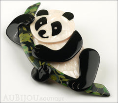 Lea Stein Panda Bear Brooch Pin Cream Black Floral 1 Side