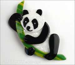 Lea Stein Panda Bear Brooch Pin Cream Black Green Front