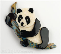 Lea Stein Panda Bear Brooch Pin Cream Black Multicolor Front