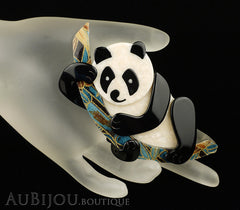 Lea Stein Panda Bear Brooch Pin Cream Black Multicolor Mannequin