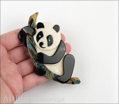 Lea Stein Panda Bear Brooch Pin Cream Black Multicolor Model