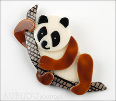 Lea Stein Panda Bear Brooch Pin Cream Caramel Black Beige Front
