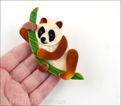 Lea Stein Panda Bear Brooch Pin Cream Caramel Black Green Model