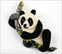 Lea Stein Panda Bear Brooch Pin Cream Black Floral 2 Front