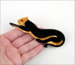 Lea Stein Panther Brooch Pin Black Apricot Model
