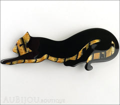 Lea Stein Panther Brooch Pin Black Gold Front