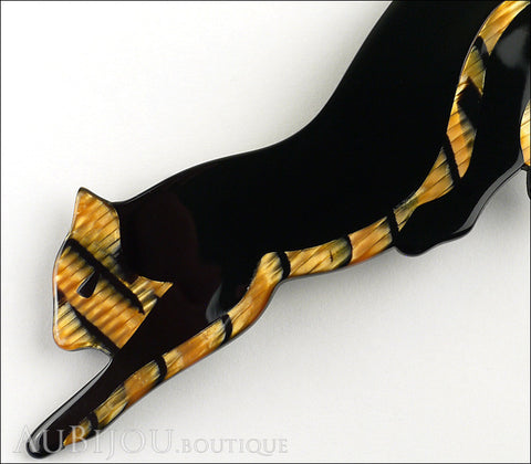Lea Stein Panther Brooch Pin Black Gold Gallery