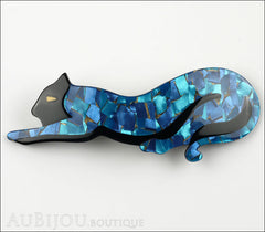 Lea Stein Panther Brooch Pin Blue Black Front