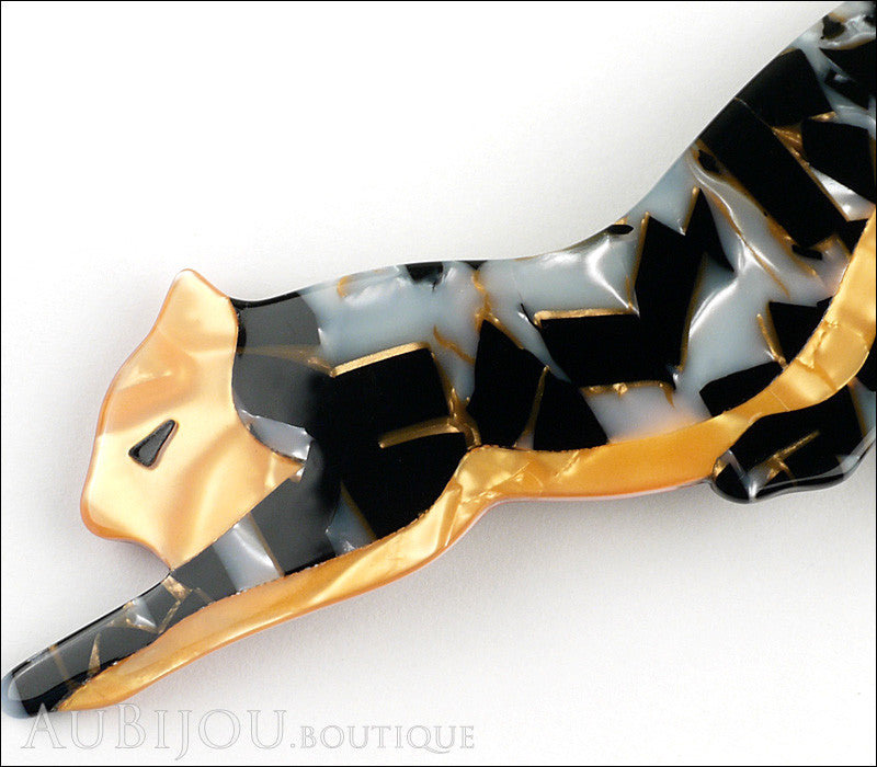 Lea Stein Panther Brooch Pin Granite Yellow Gallery