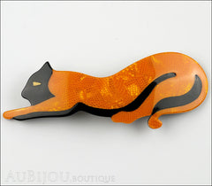 Lea Stein Panther Brooch Pin Orange Black Front