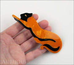 Lea Stein Panther Brooch Pin Orange Black Model
