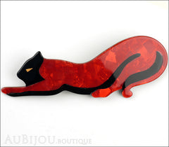 Lea Stein Panther Brooch Pin Red Black Front
