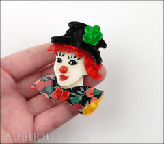 Lea Stein Petruschka Clown Brooch Pin Floral Red Green 1 Model