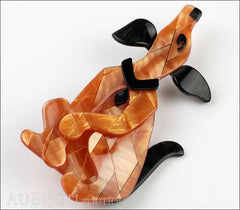 Lea Stein Pouf Howling Dog Dog Brooch Pin Pearly Peach Black Side
