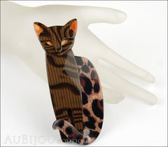 Lea Stein Quarrelsome Cat Brooch Pin Animal Print Caramel Mannequin
