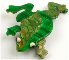Lea Stein Rhana The Leaping Frog Green Brooch Pin Green 3 Side