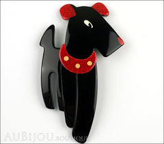 Lea Stein Ric The Airedale Terrier Dog Brooch Pin Black Red Front